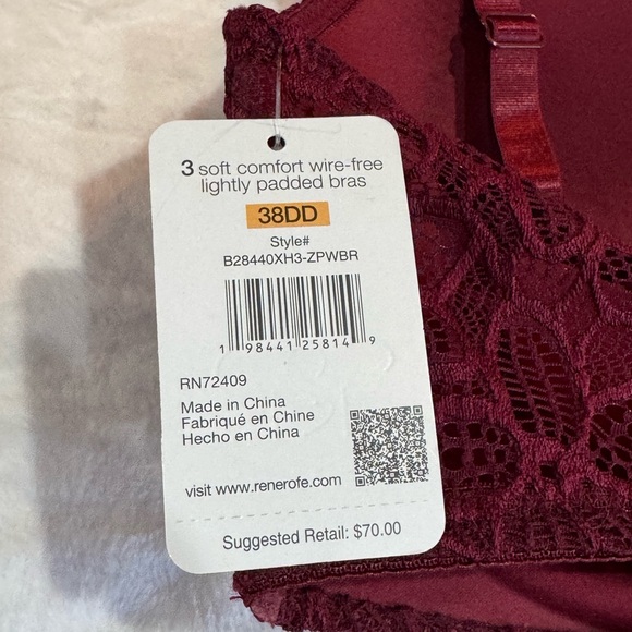 Rene Rofe Deep Red Lace Bra - Picture 5 of 5